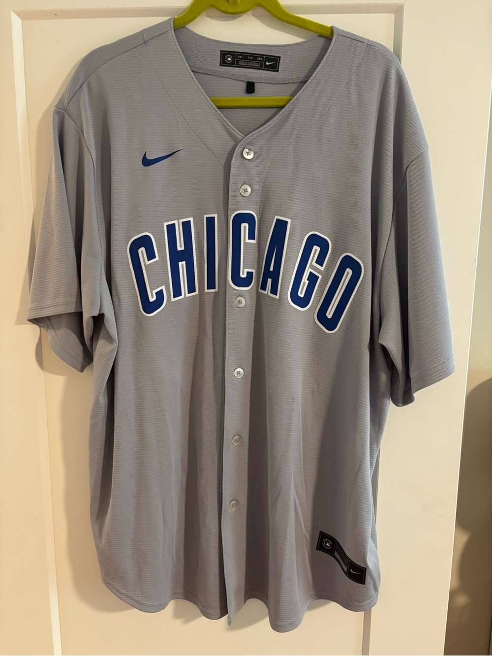 Nike Gray Chicago Baseball Jersey with Blue Lettering